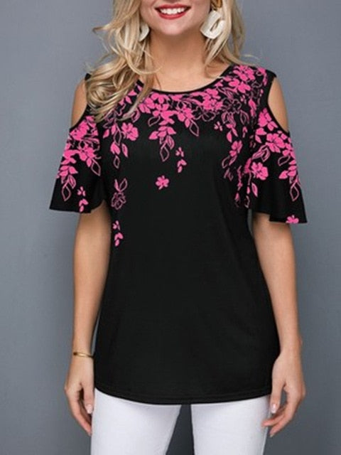 Short Sleeve Tops Tees Sexy Off Shoulder O-neck  Blouse