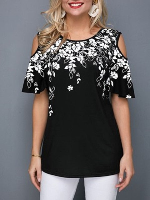 Short Sleeve Tops Tees Sexy Off Shoulder O-neck  Blouse