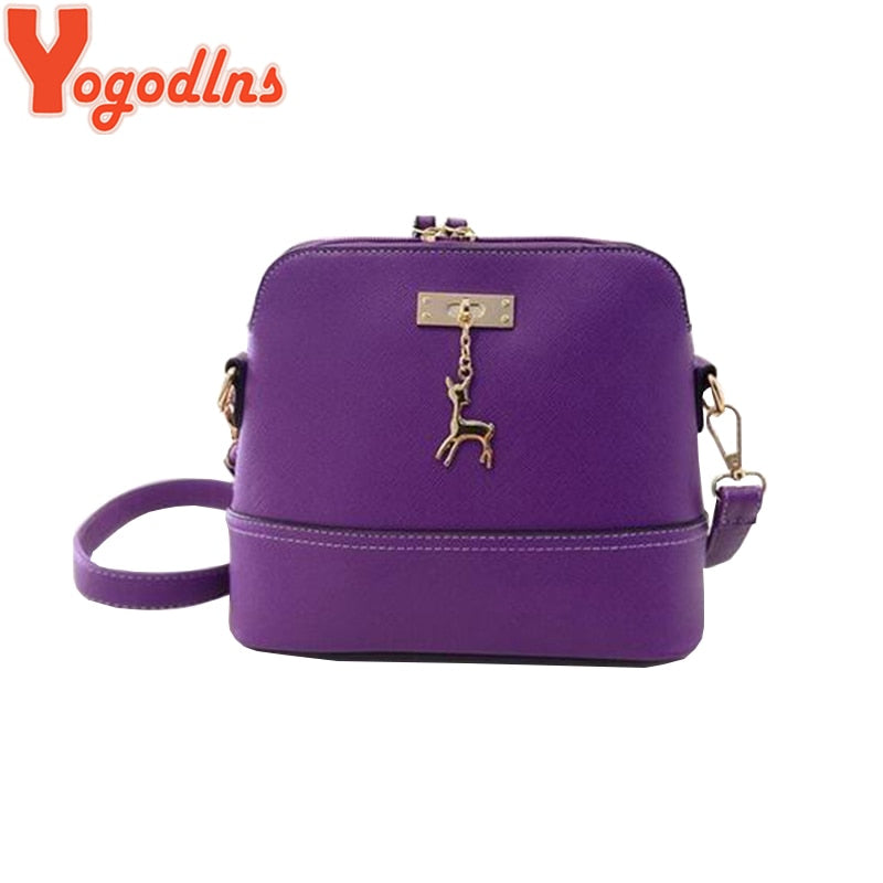 Vintage Leather Bags Fashion Small Shell Bag With Deer Toy