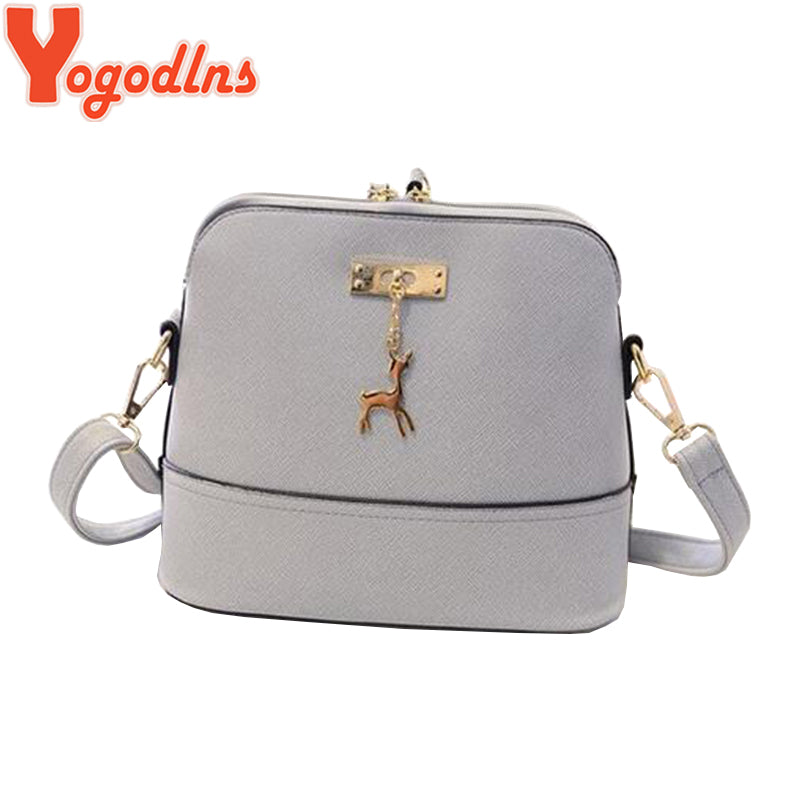 Vintage Leather Bags Fashion Small Shell Bag With Deer Toy