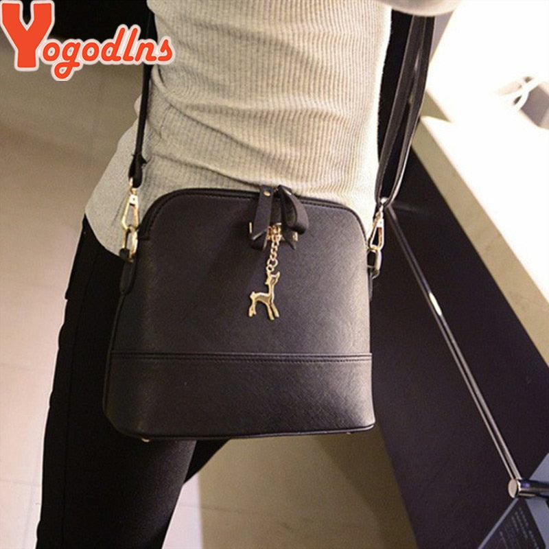 Vintage Leather Bags Fashion Small Shell Bag With Deer Toy