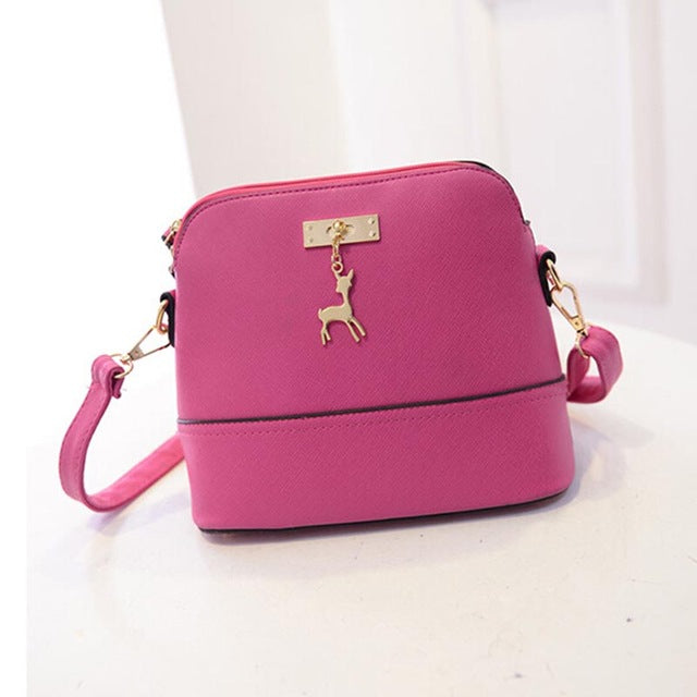 Vintage Leather Bags Fashion Small Shell Bag With Deer Toy