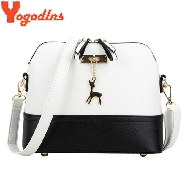 Vintage Leather Bags Fashion Small Shell Bag With Deer Toy