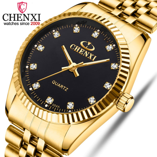 Golden Waterproof  Wristwatch with luxury Quartz