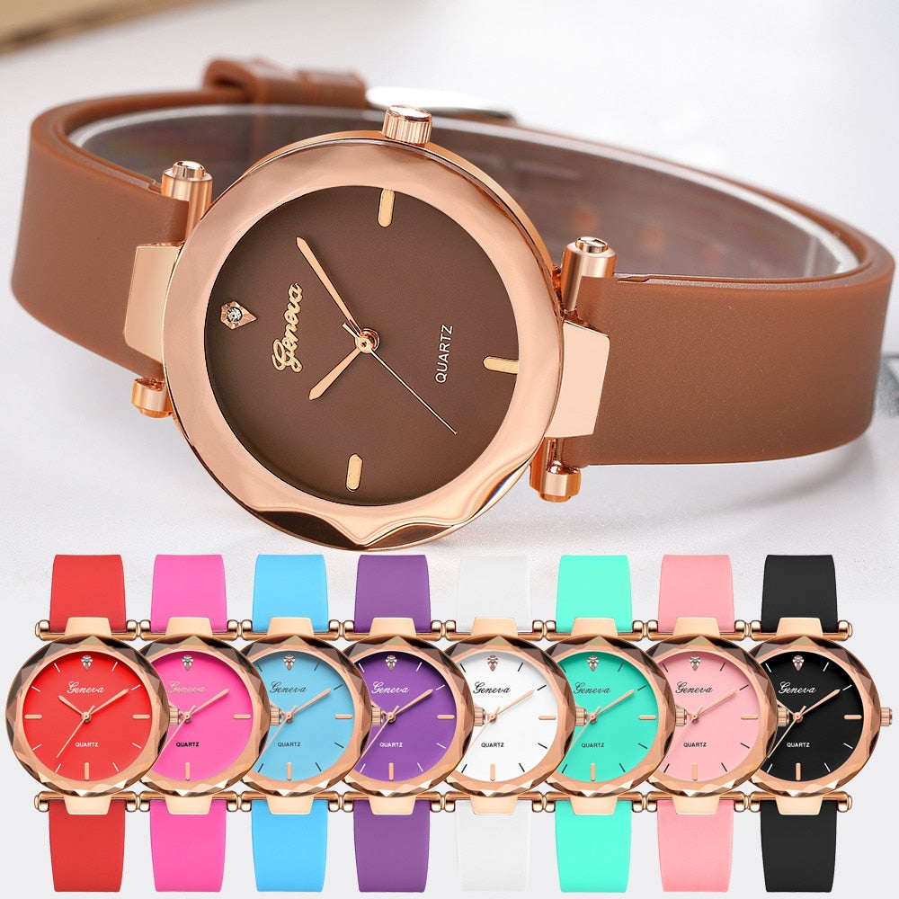 Newest Luxury Brand Geneva Watch Silica Quartz Waterproof