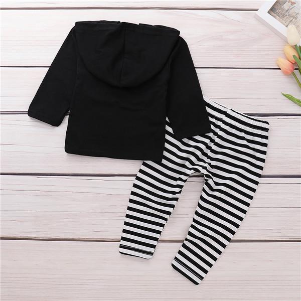 Toddler Newborn Baby Boy Girl Outfits Clothes Hoodie Tops+ Striped Pants Legging Set