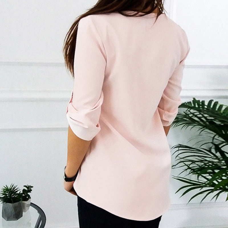 LAAMEI Zipper Short Sleeve Sexy V Neck Top