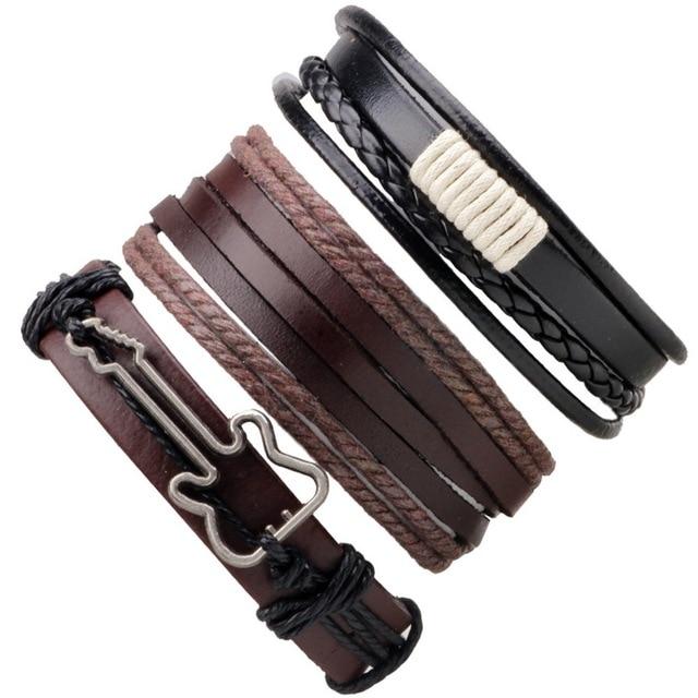 Infinity Black Beads Charm Link Alloy Handmade Woven Men Leather Bracelets Women Vintage Bangle Male Jewelry Accessories