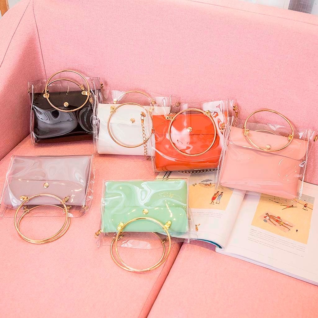 Lady Fashion Shoulders Jelly Package Handbag Fashion Small Transparent Purse