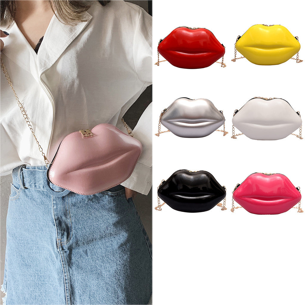 Sexy Lips Style Clutch Bag Chain Purse