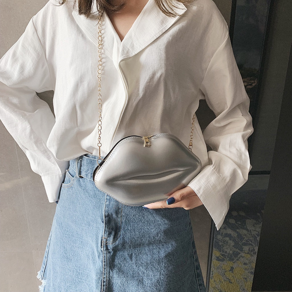 Sexy Lips Style Clutch Bag Chain Purse