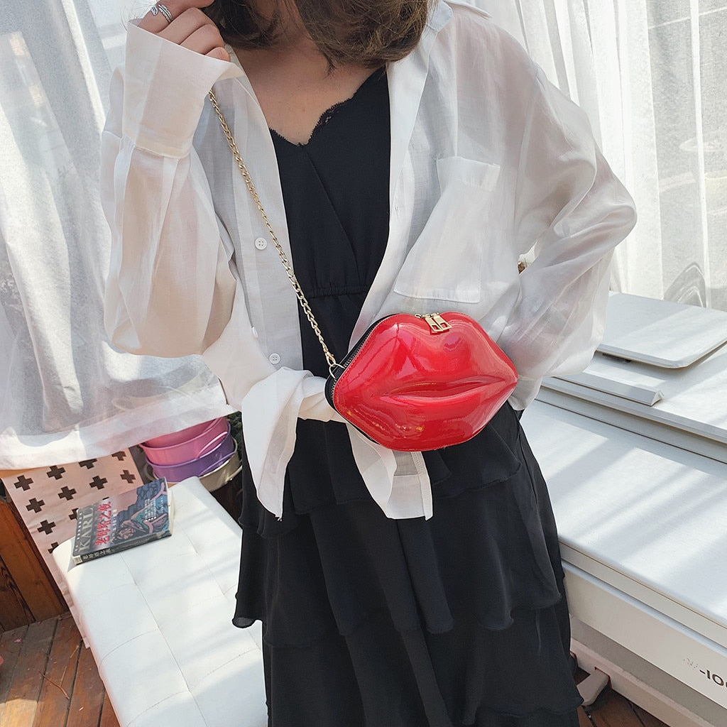 Sexy Lips Style Clutch Bag Chain Purse