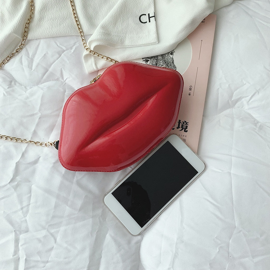 Sexy Lips Style Clutch Bag Chain Purse
