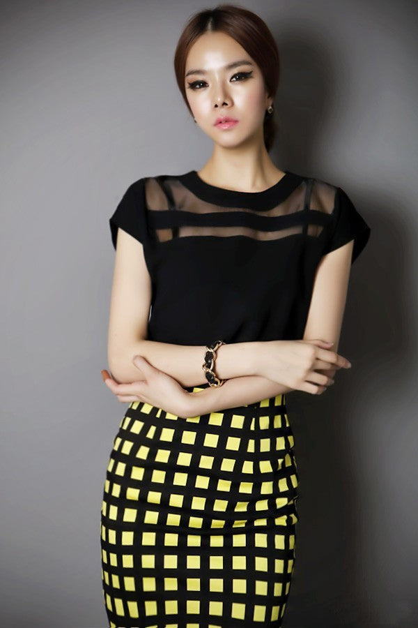 Black Sexy Chiffon Tops