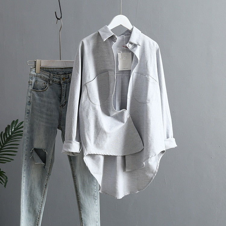 Korean Long Sleeve Tops And Blouse