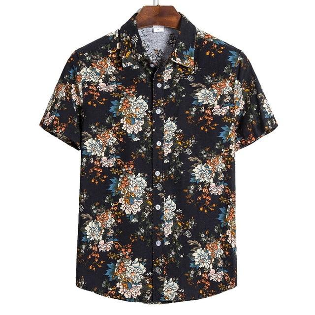 Short Sleeve Printed Casual Blouse Hawaiian Shirt Male Tops Summer Geometric Plus Size Shirts 5XL
