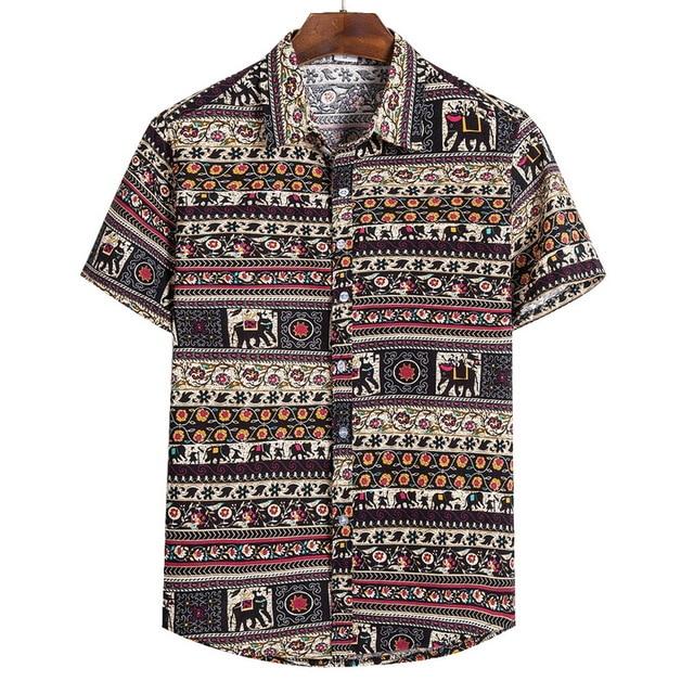 Short Sleeve Printed Casual Blouse Hawaiian Shirt Male Tops Summer Geometric Plus Size Shirts 5XL