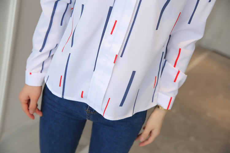 Formal shirts Stripe Print Design Casual Long Sleeve Office Lady