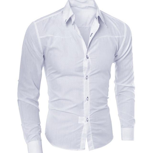 Hot Sale Brand-clothing Cotton Solid Soft Men Shirt Long Sleeve Casual Slim Fit Shirts