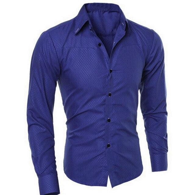 Hot Sale Brand-clothing Cotton Solid Soft Men Shirt Long Sleeve Casual Slim Fit Shirts