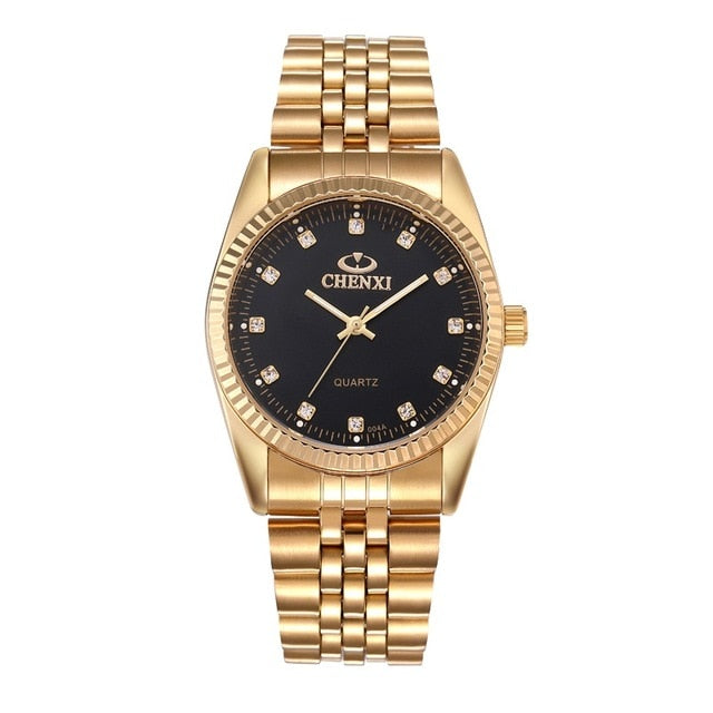 Golden Waterproof  Wristwatch with luxury Quartz
