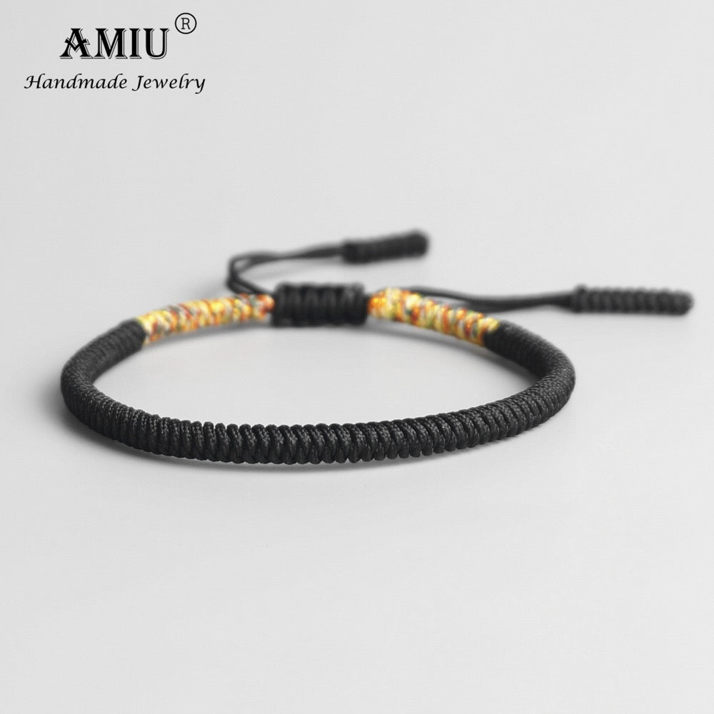 Handmade Buddhist Lucky Bracelets & Bangles Black Rope Knots Amulet Gift Tibetan Braided Bracelet