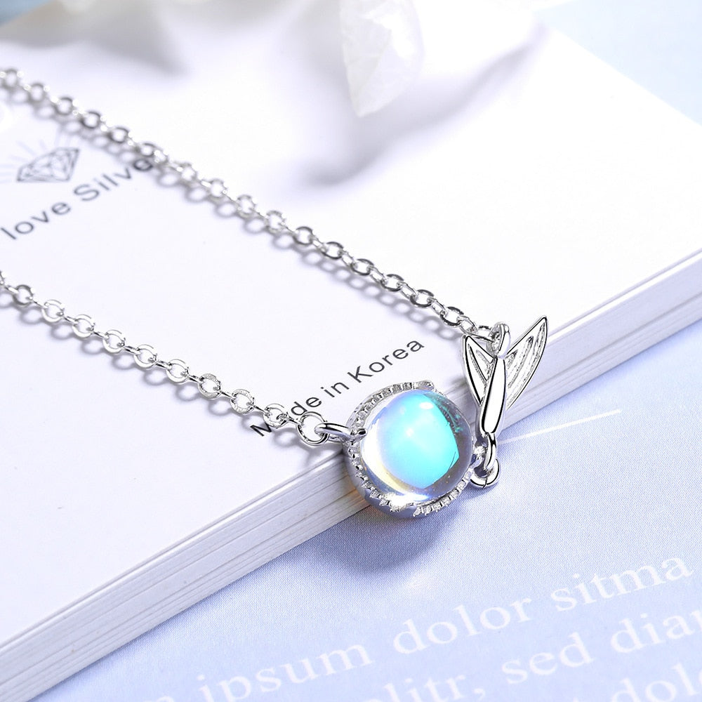 Silver Colorful Moonstone charm Bracelet Fishtail Chain Bracelet