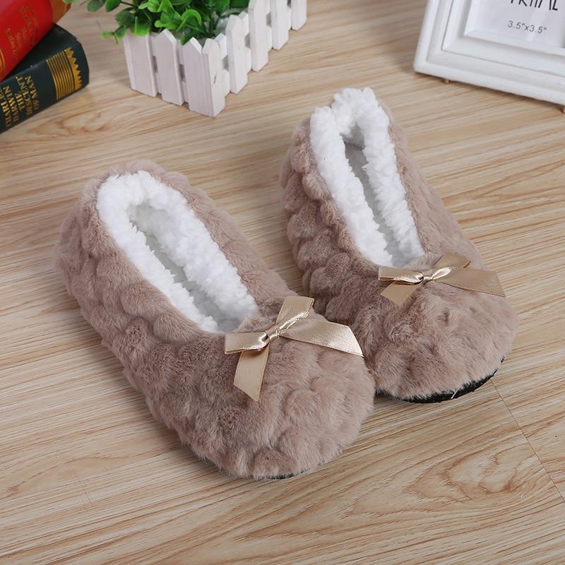Indoor Home Slippers Warm Soft Plush Slippers Non-slip Indoor Fur Slippers Solid Color Cute Women Shoes