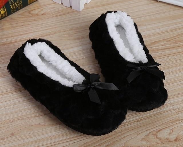 Indoor Home Slippers Warm Soft Plush Slippers Non-slip Indoor Fur Slippers Solid Color Cute Women Shoes