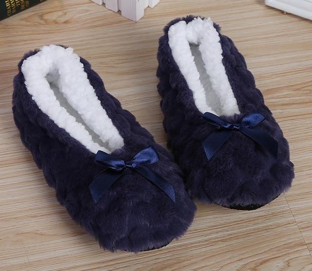 Indoor Home Slippers Warm Soft Plush Slippers Non-slip Indoor Fur Slippers Solid Color Cute Women Shoes