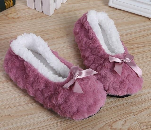 Indoor Home Slippers Warm Soft Plush Slippers Non-slip Indoor Fur Slippers Solid Color Cute Women Shoes