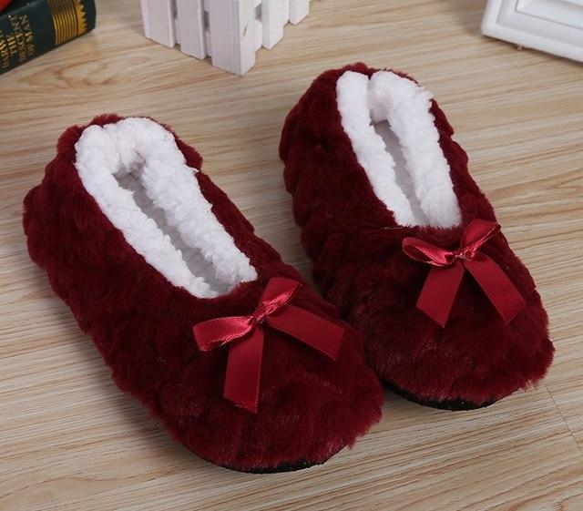 Indoor Home Slippers Warm Soft Plush Slippers Non-slip Indoor Fur Slippers Solid Color Cute Women Shoes
