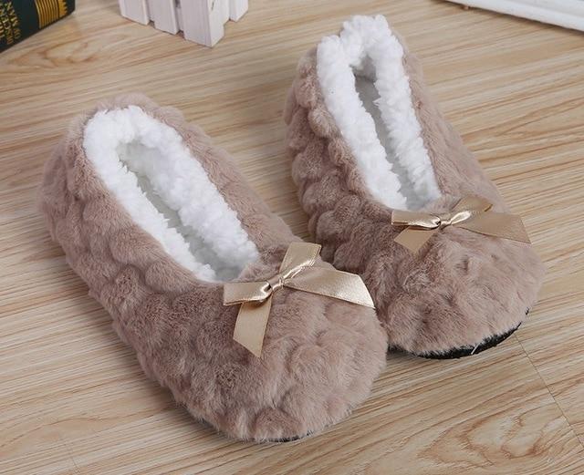 Indoor Home Slippers Warm Soft Plush Slippers Non-slip Indoor Fur Slippers Solid Color Cute Women Shoes