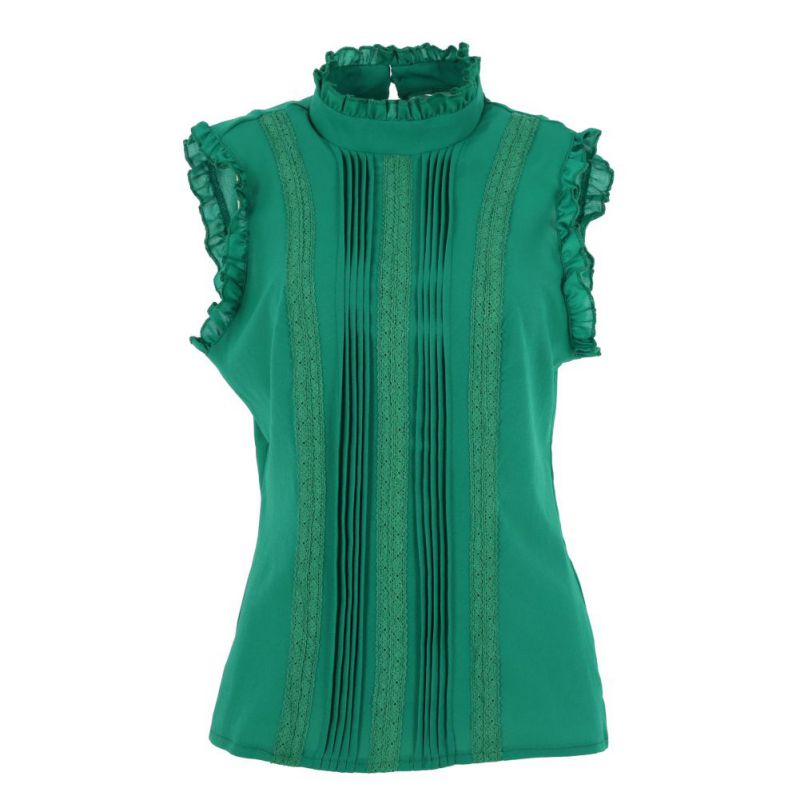 Vogue Women Ruffle Sleeve Neck Slim Fitted Shirts