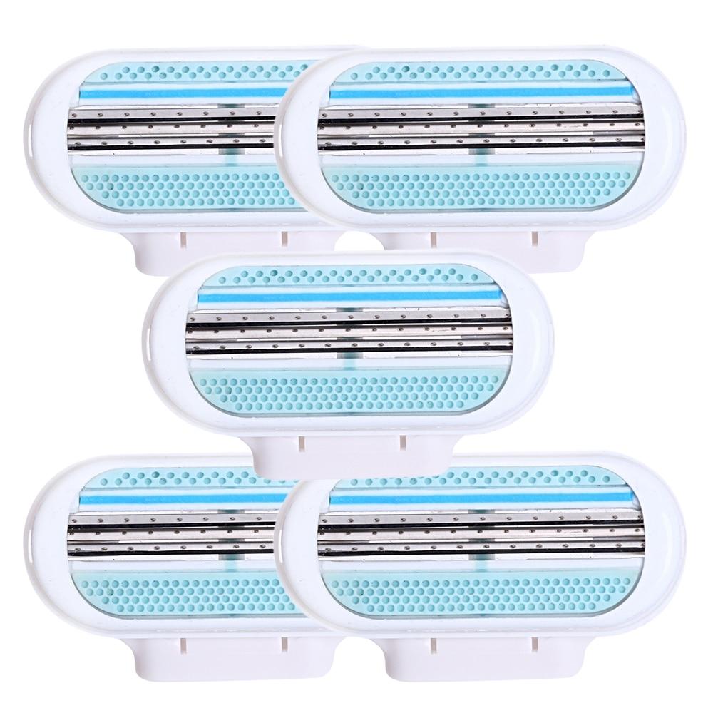 5pc/lot Female Safety Razor Blades Beauty Shaving 3 Layer Blade  Replacement Head For Gillette Venus
