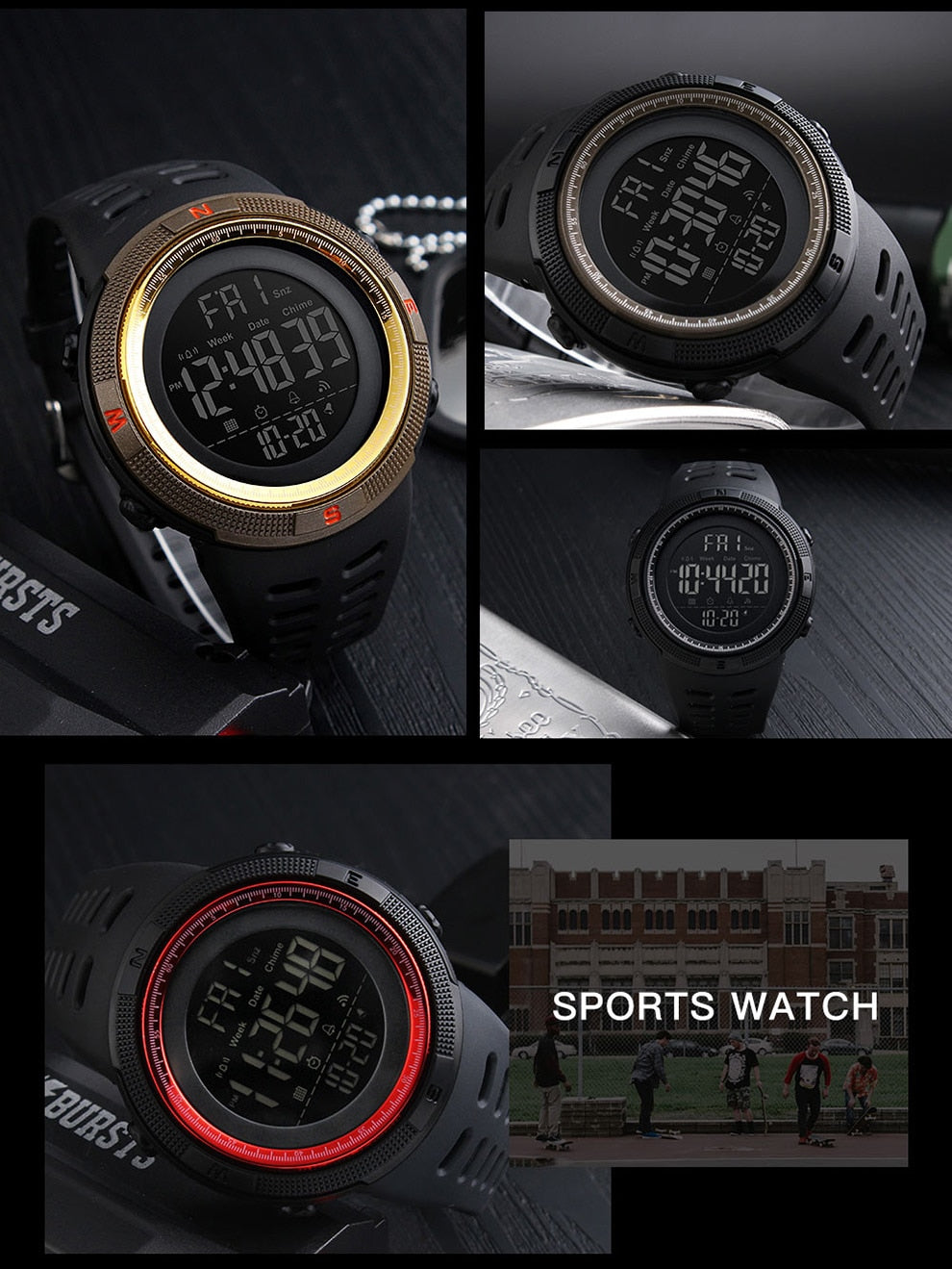Fashion Sport Watch Men Clock Multifunction Alarm Chrono 5Bar Waterproof Digital Watch