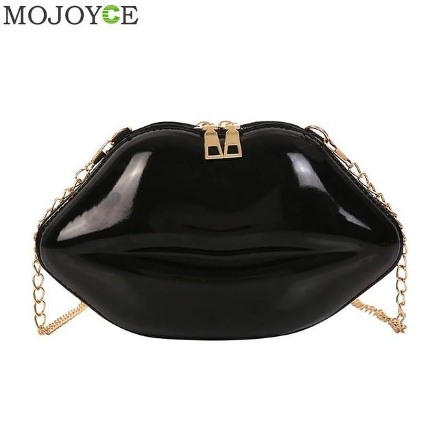 Lips Shape PVC Handbags Solid Zipper Evening Party Clutches