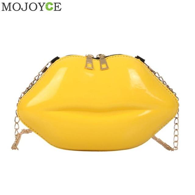 Lips Shape PVC Handbags Solid Zipper Evening Party Clutches