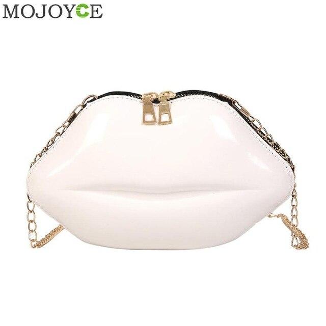 Lips Shape PVC Handbags Solid Zipper Evening Party Clutches