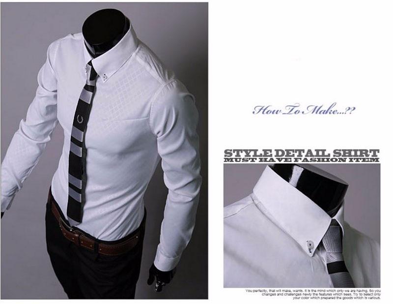 Men Plaid Shirts Brand 5XL  Dress Shirts Long Sleeve Slim Casual Black White