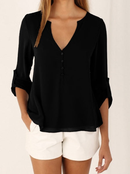 Summer Casual Slim Sexy Long Sleeve Chiffon Tops