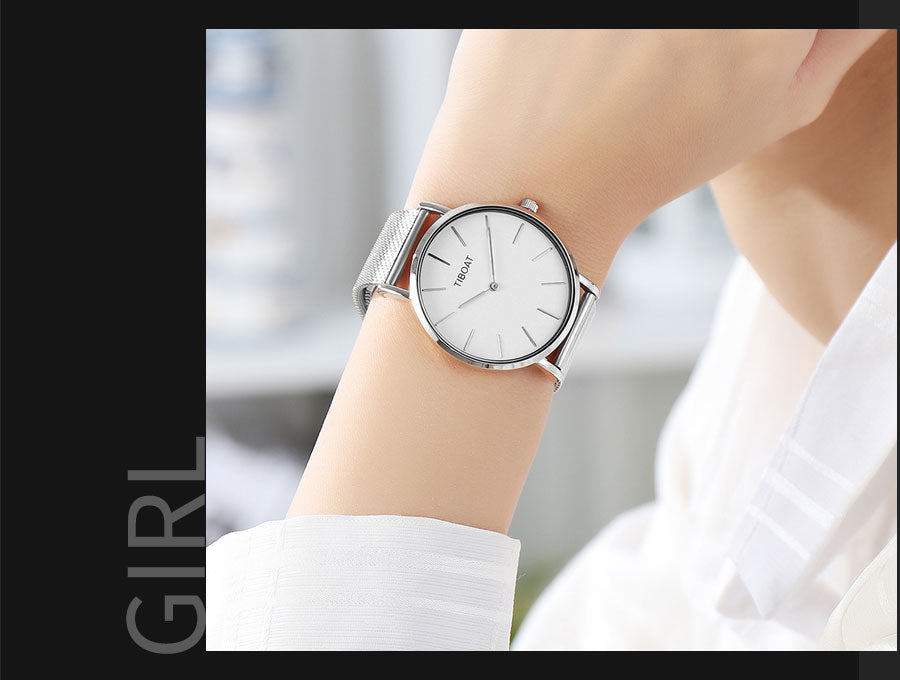 Japan Quartz Movement Stainless Steel Rose Gold Dial Waterproof Wristwatches