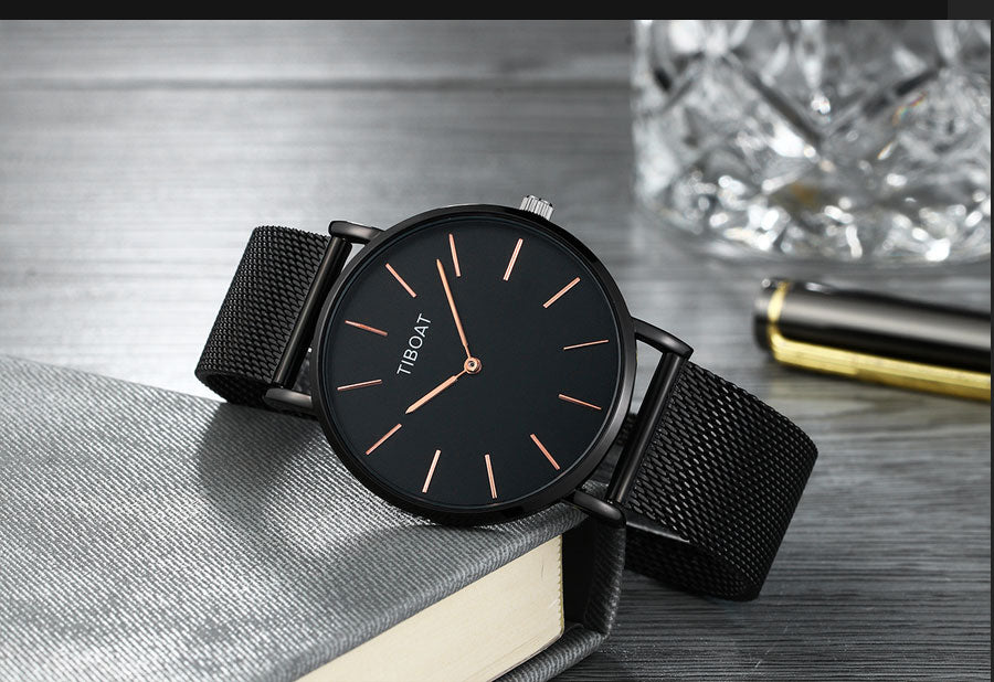 Japan Quartz Movement Stainless Steel Rose Gold Dial Waterproof Wristwatches