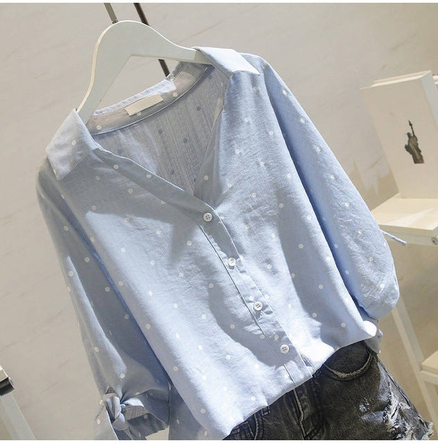 Linen Blouse Fashion Tops Korean Blouses