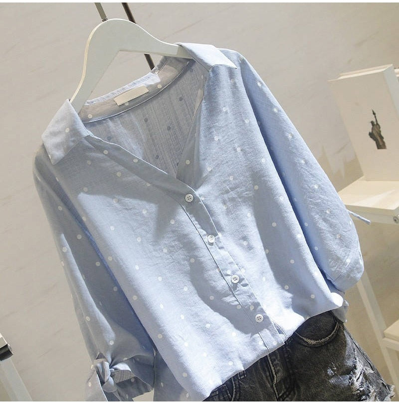 Linen Blouse Fashion Tops Korean Blouses