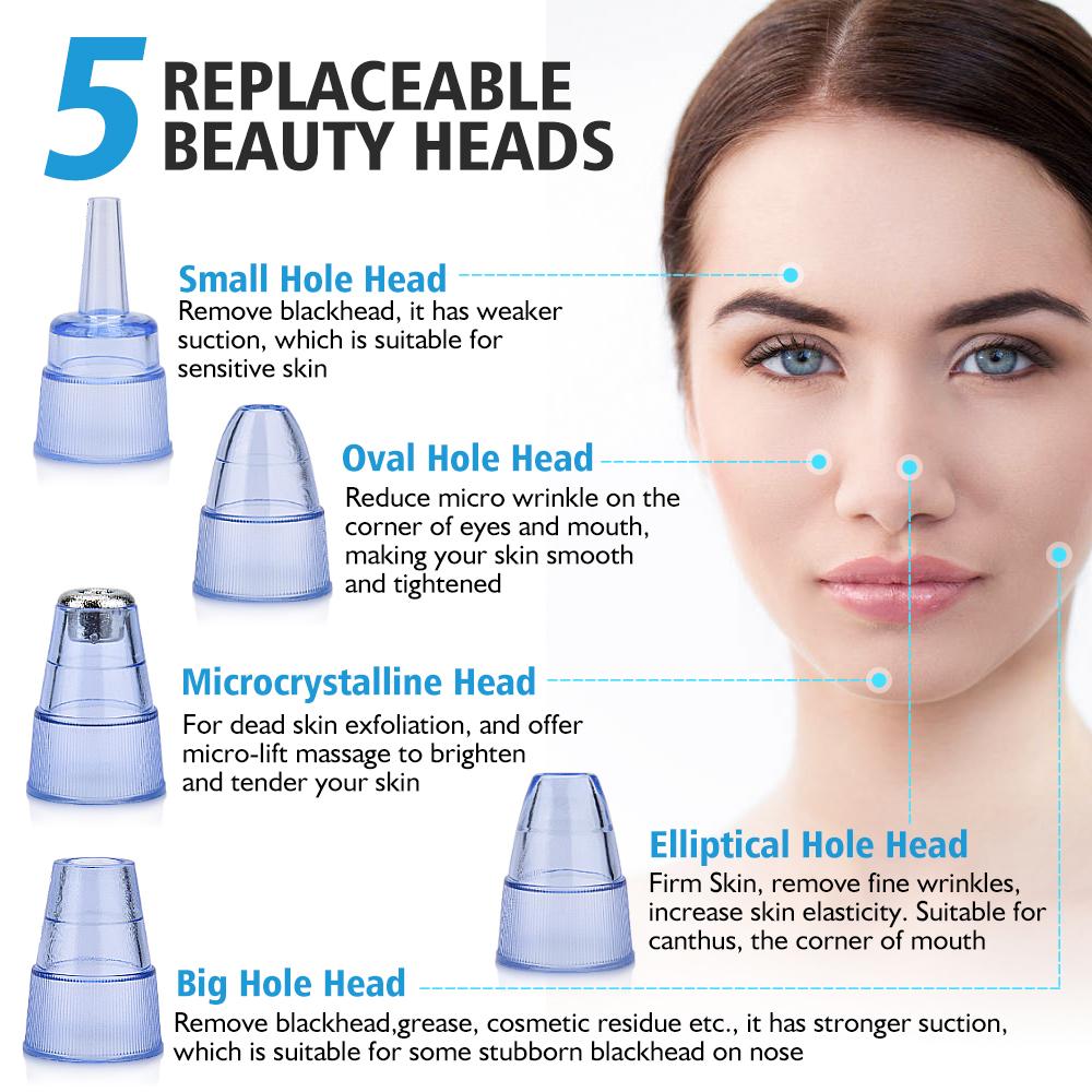 Blackhead Remover Vacuum Pore Cleaner Suction Cleaning Face Care Black Head Cleaner Acne Extractor Diamond