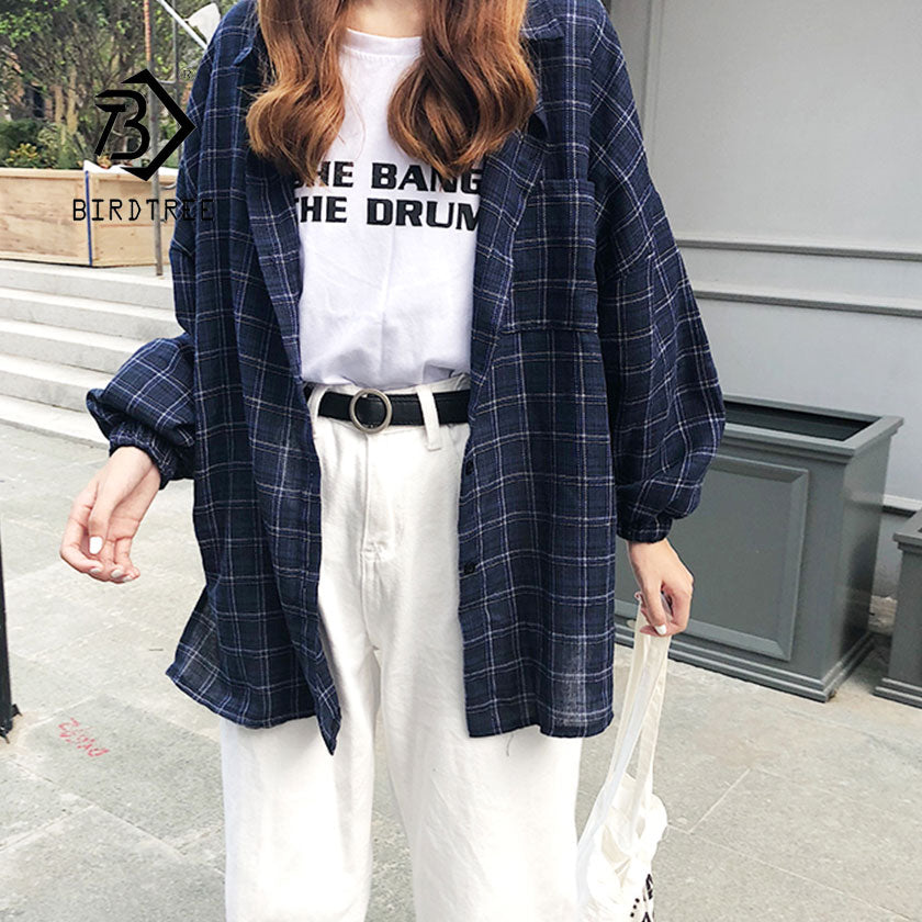 Vent Vintage Plaid Shirt Single Breasted