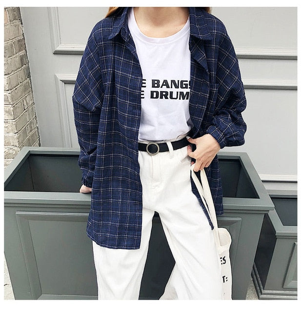 Vent Vintage Plaid Shirt Single Breasted