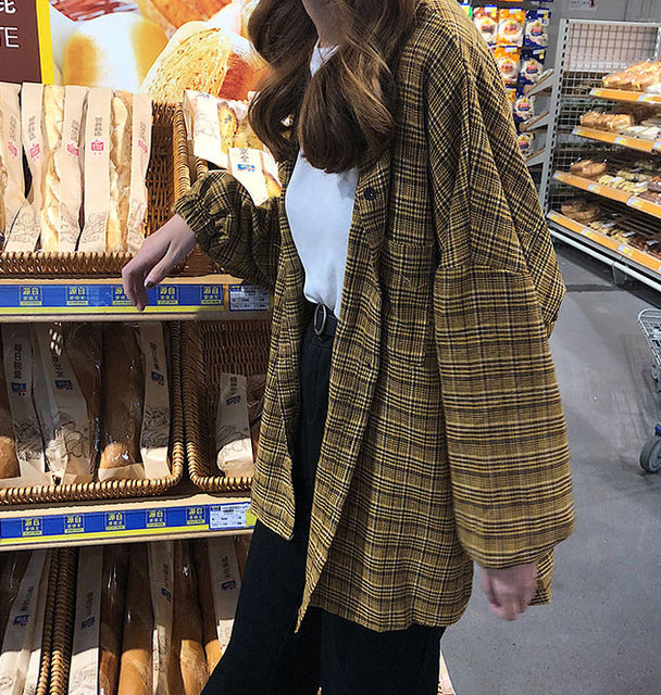 Vent Vintage Plaid Shirt Single Breasted