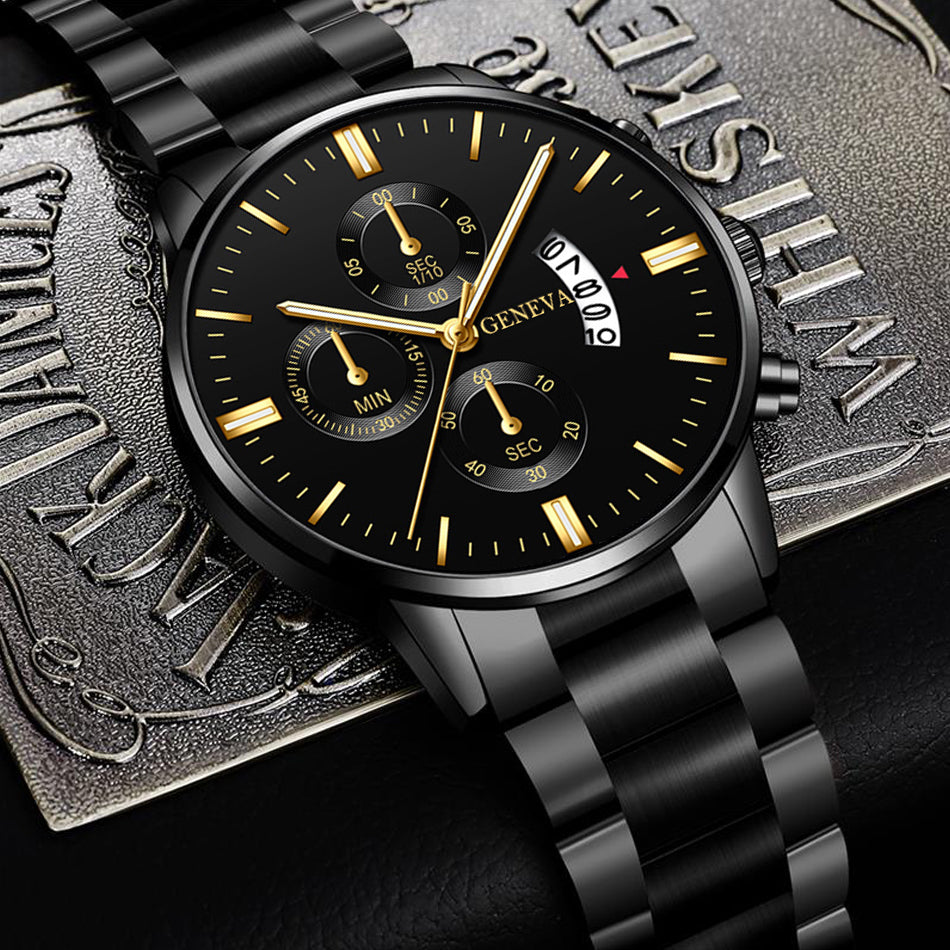 Men Militar Stainless Steel Watches Luxury Calendar Quartz Wristwatch
